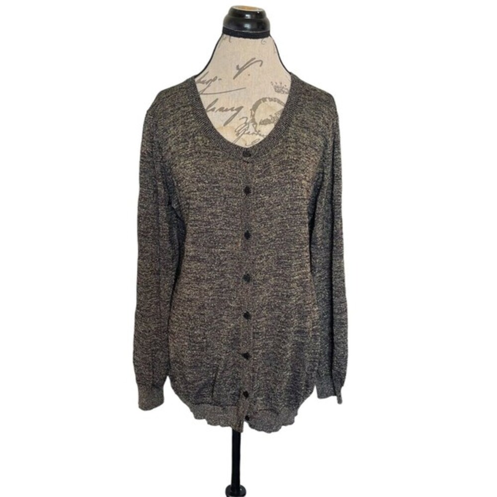 Basic Editions Womens Cardigan Size XXL weater Metallic Ribbed  Holiday Festival